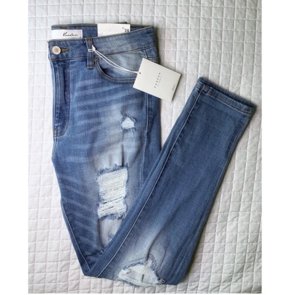NWT Kancan Distressed Mid Rise Ankle Skinny Jeans - Picture 2 of 7